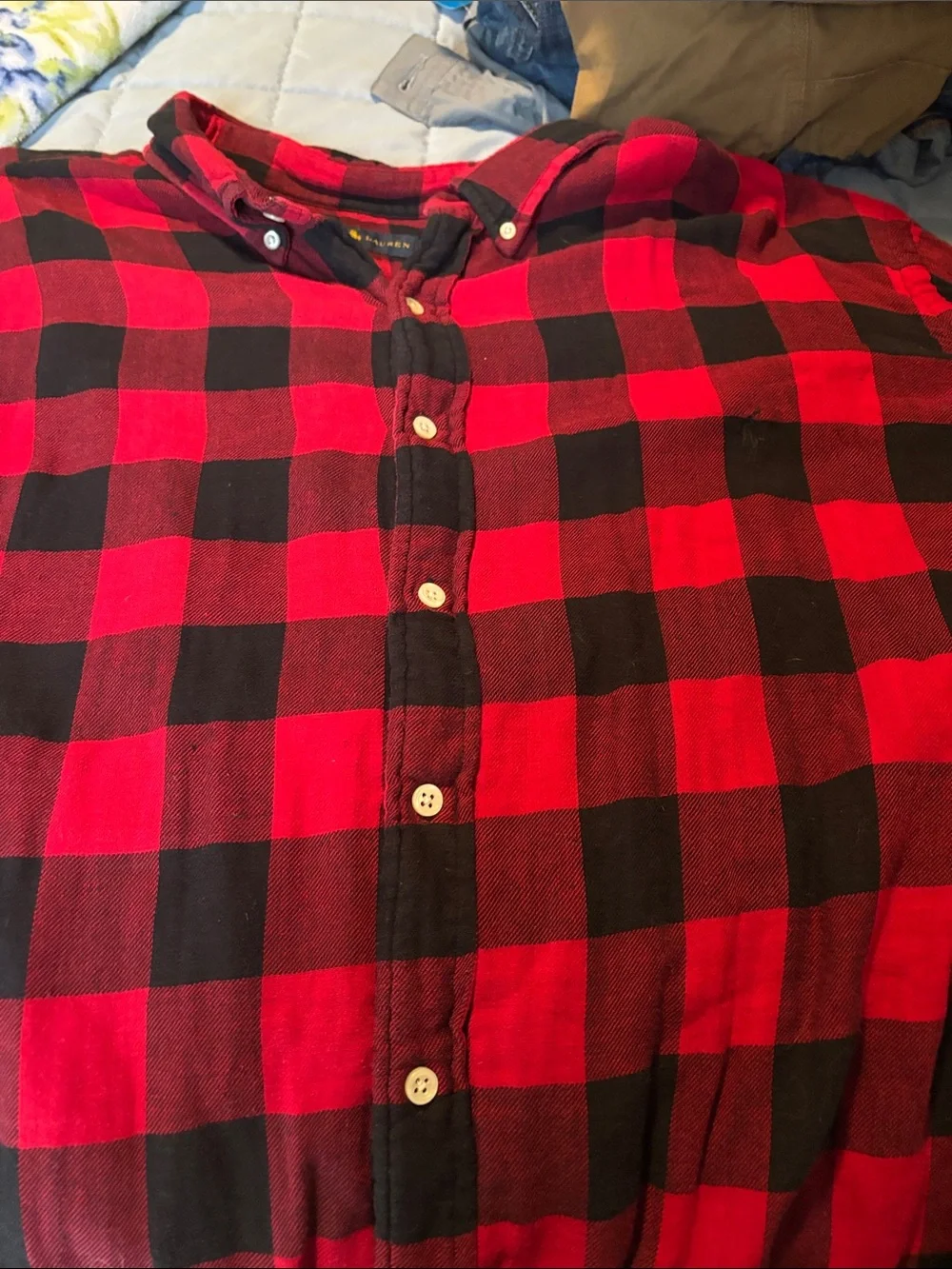 Polo by Ralph Lauren Red and Black Buffalo Check Button-Down Shirt